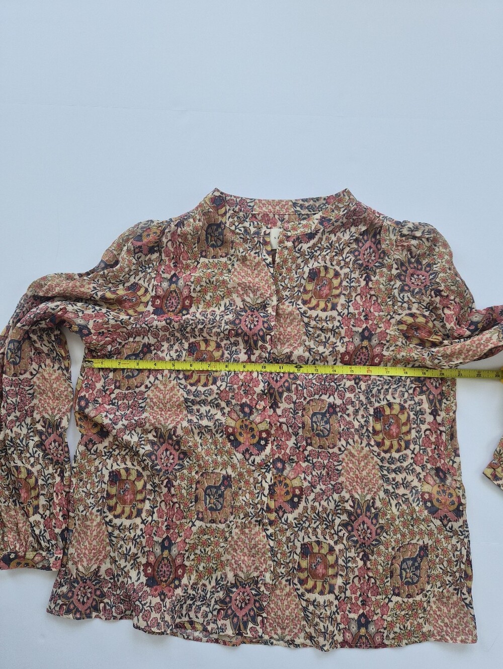 [Sezane] Irina Shirt in Pastel Forest, Size 38/6, Part Silk - Picture 4 of 12